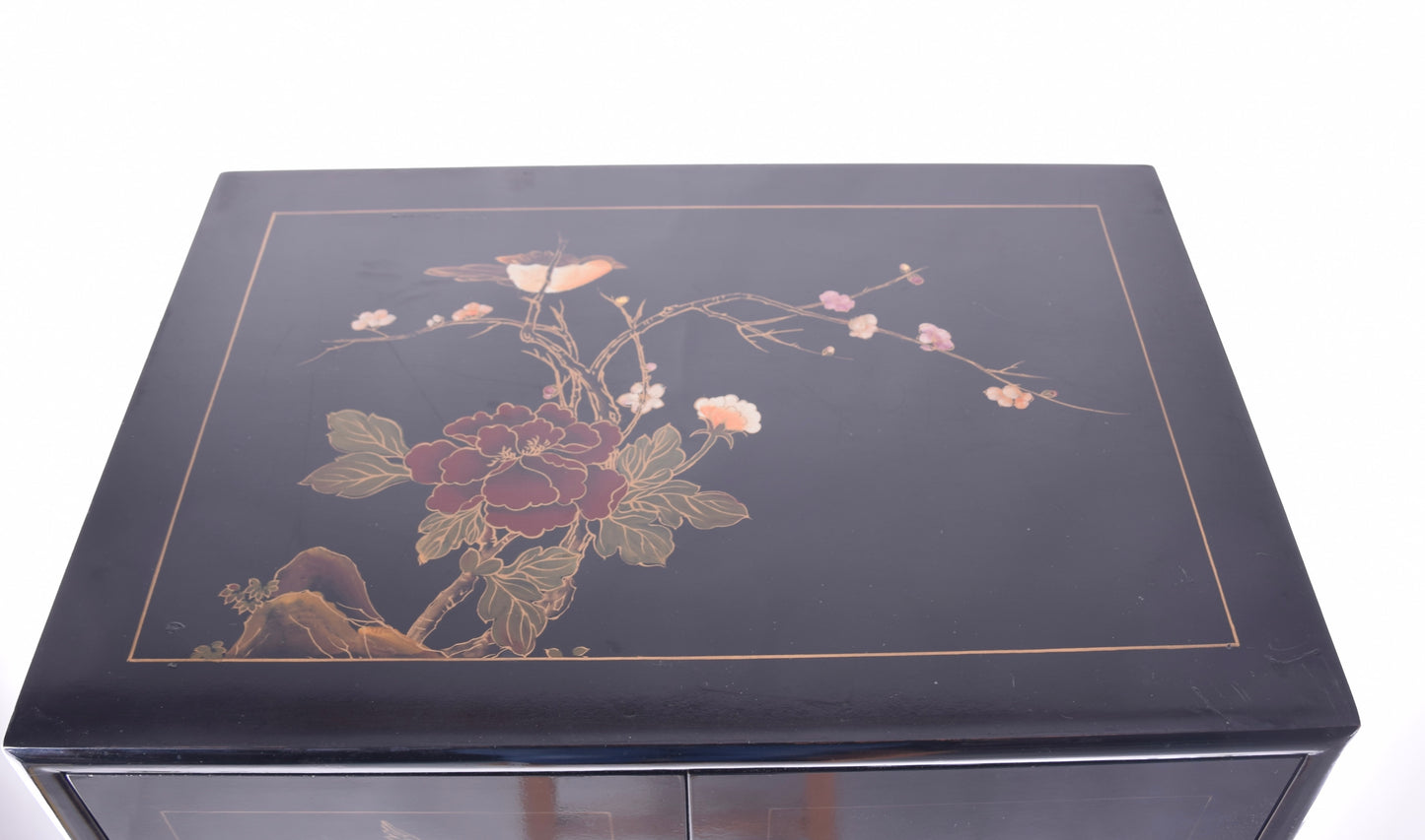 Sztuka Chin malowana komoda 11 szuflad i drzwiczki zgrabna 133x53x38 cm
