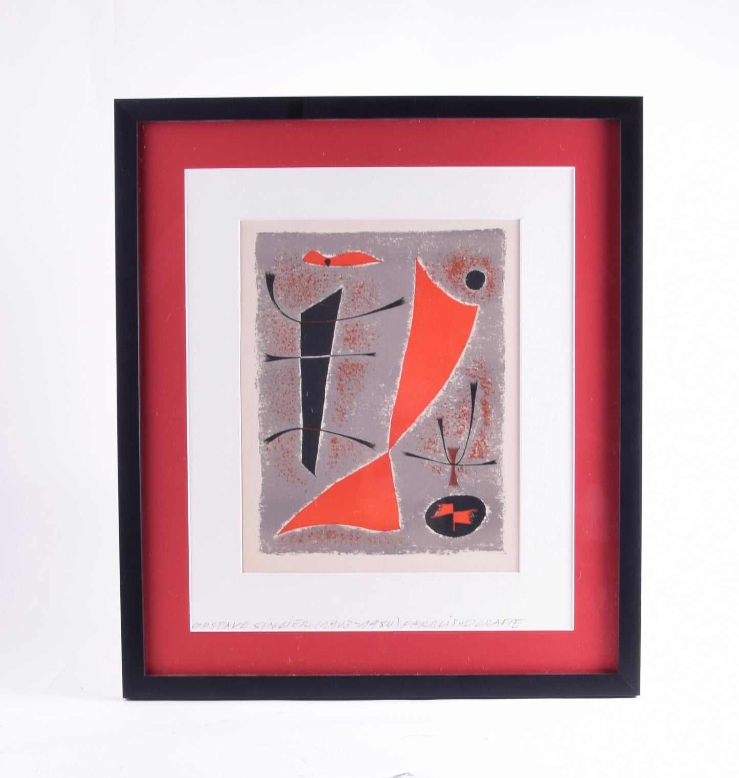 Gustave Singier kompozycja abstrakcyjna Fish litografia oryginalna 52x46 cm