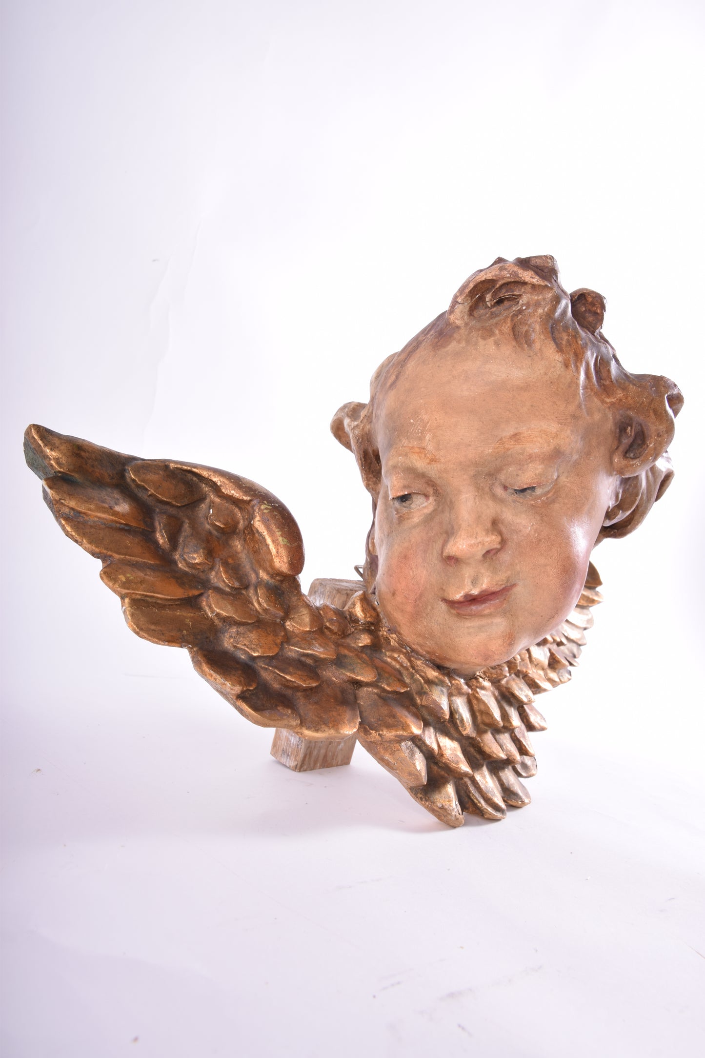 Głowa anioła barokowa do powieszenia II poł XIX wieku 33x22 x14cm