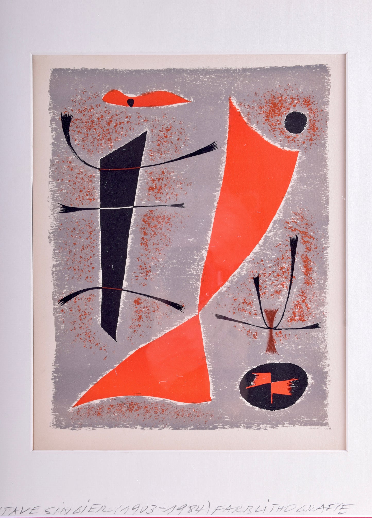 Gustave Singier kompozycja abstrakcyjna Fish litografia oryginalna 52x46 cm