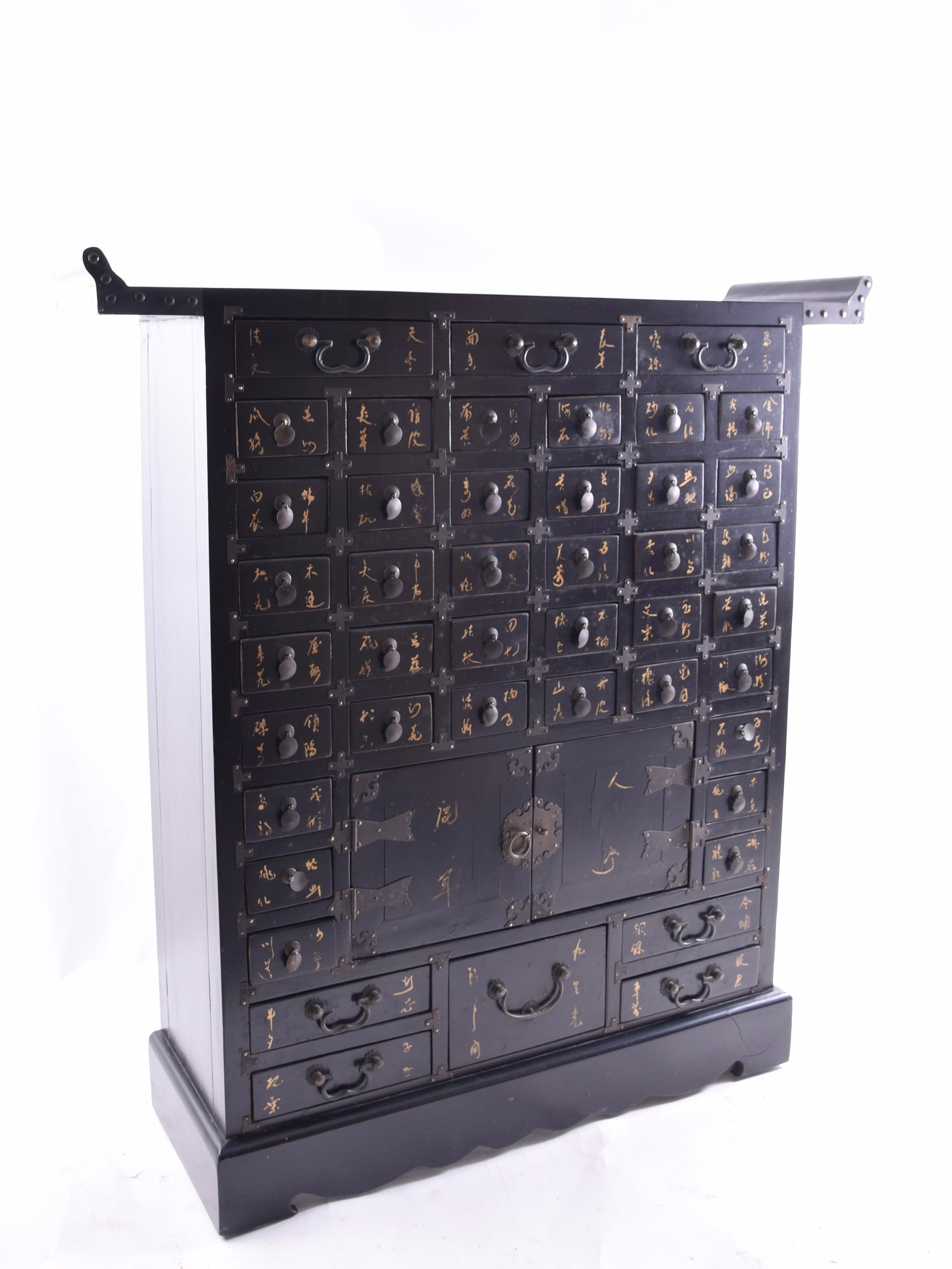 Sztuka Chin komoda apteczna czarna 44 szuflady solidne drewno 100x95x25cm