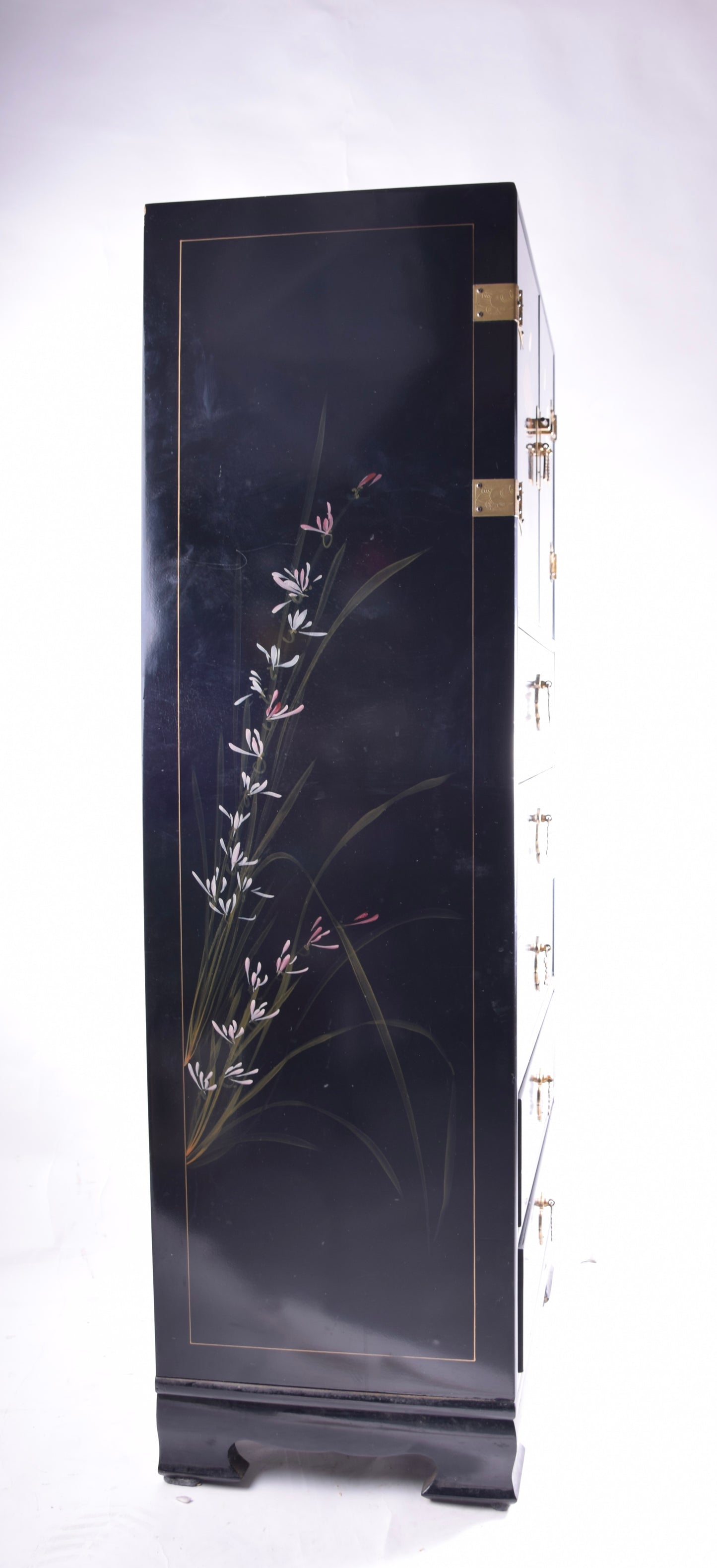 Sztuka Chin malowana komoda 11 szuflad i drzwiczki zgrabna 133x53x38 cm