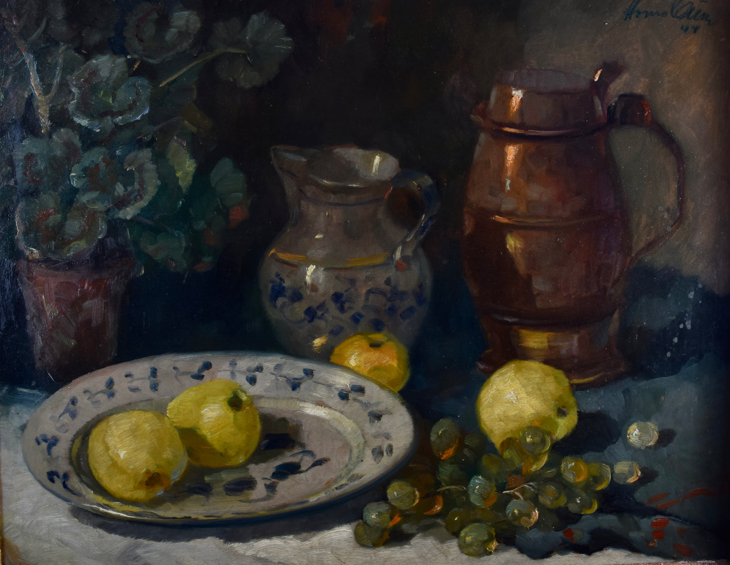 Oldřich Homoláč (1872–1957), Martwa natura z owocami, 1944 74x86cm