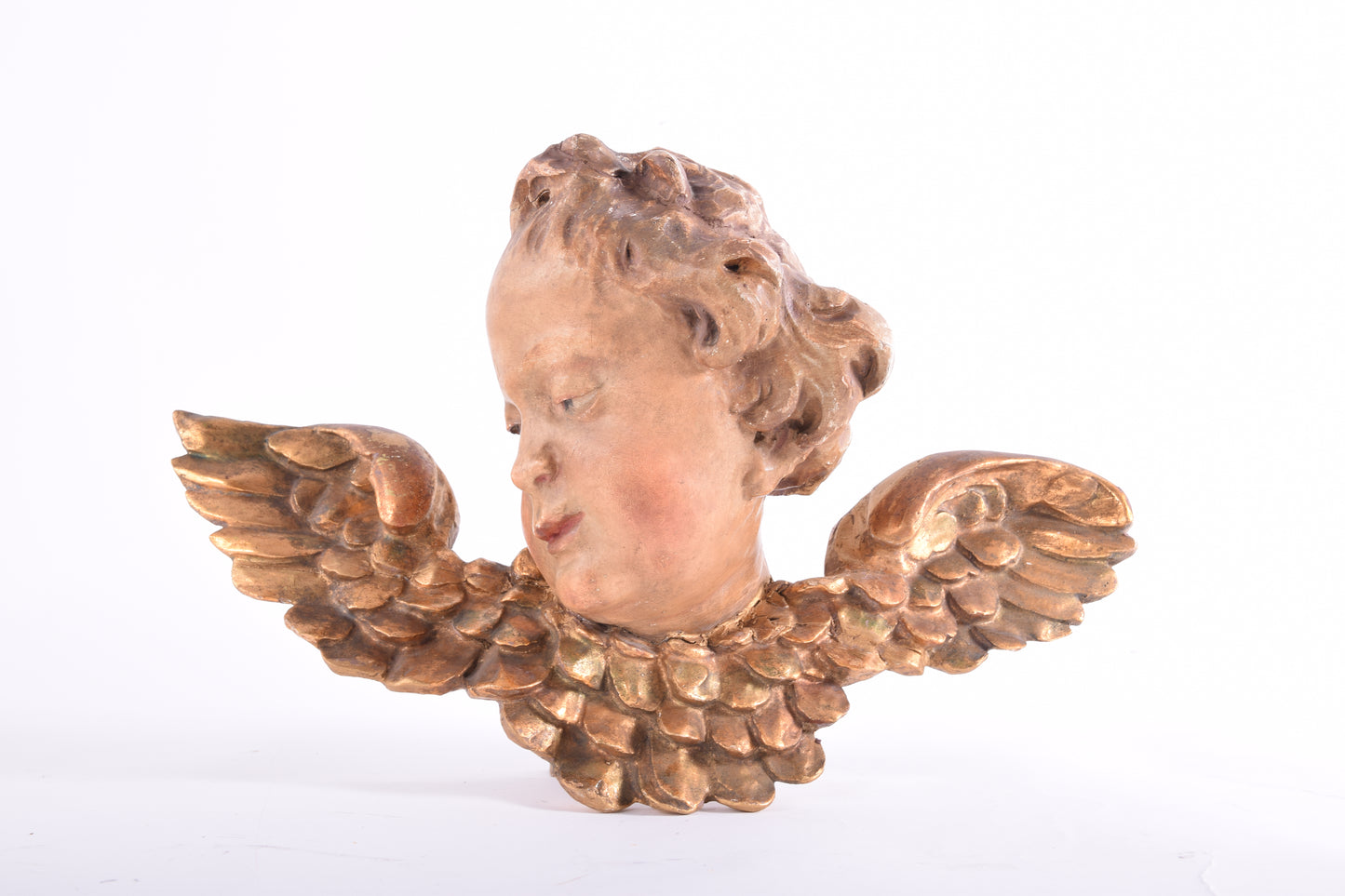 Głowa anioła barokowa do powieszenia II poł XIX wieku 33x22 x14cm