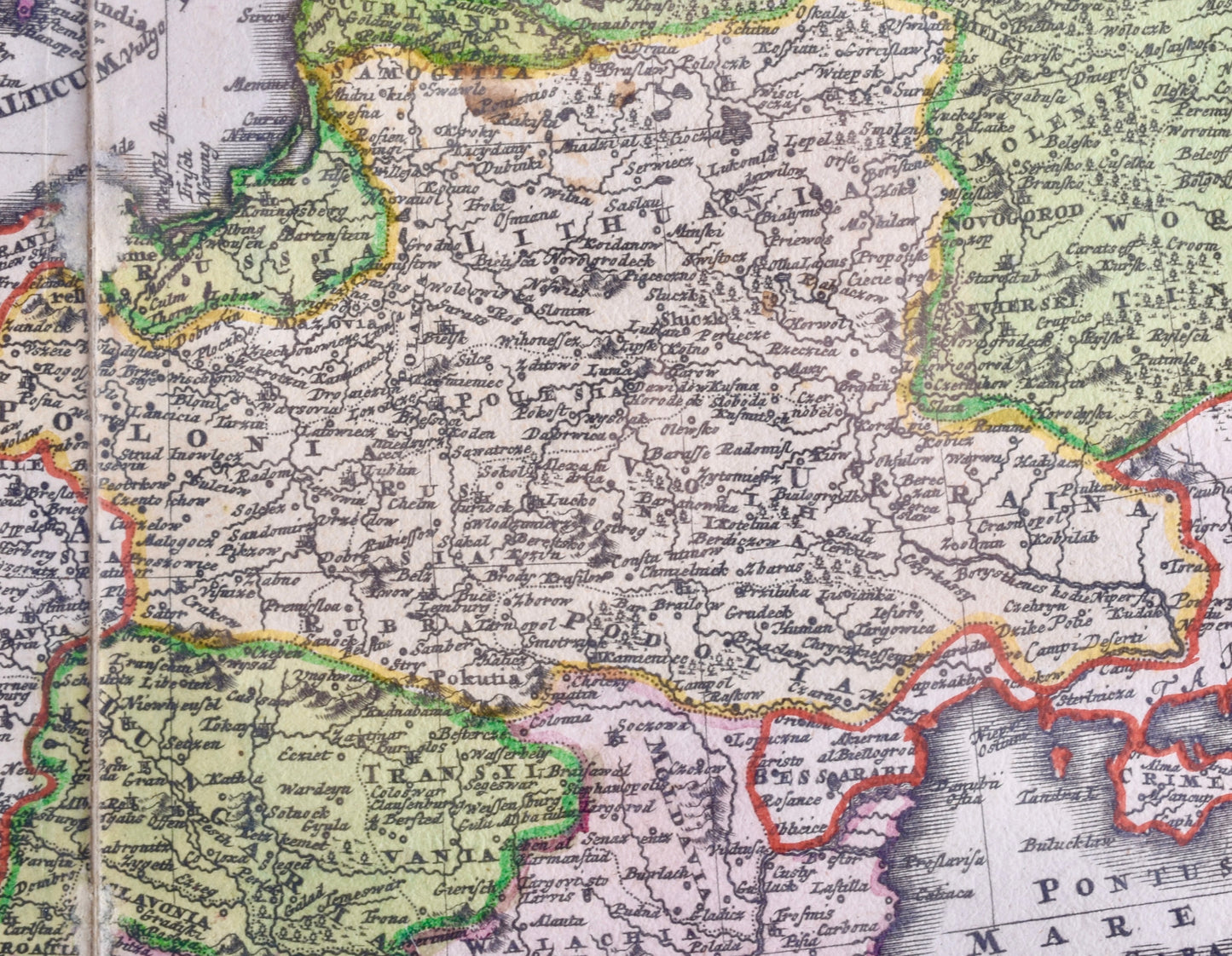Mapa Europy z Polską od morza do morza 1720 rok oryginał 58x49 (73x66) cm