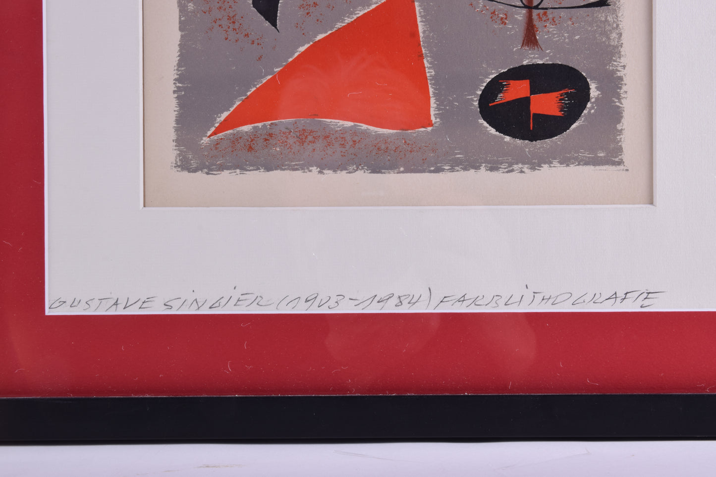 Gustave Singier kompozycja abstrakcyjna Fish litografia oryginalna 52x46 cm