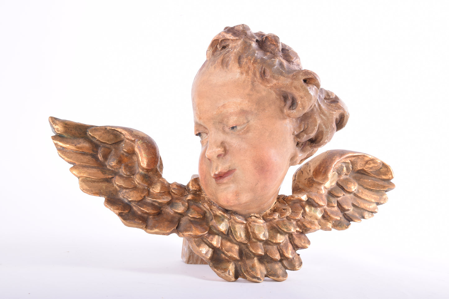 Głowa anioła barokowa do powieszenia II poł XIX wieku 33x22 x14cm