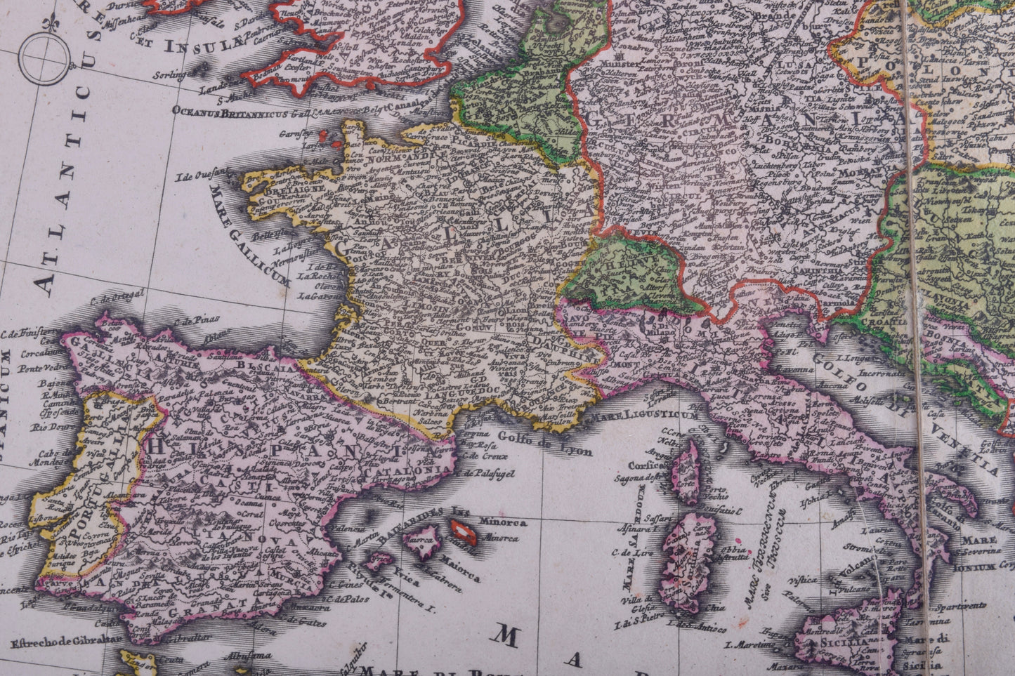 Mapa Europy z Polską od morza do morza 1720 rok oryginał 58x49 (73x66) cm