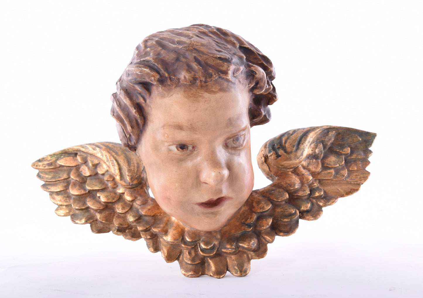 Głowa anioła barokowa do powieszenia II poł XIX wieku 37x22 x17cm