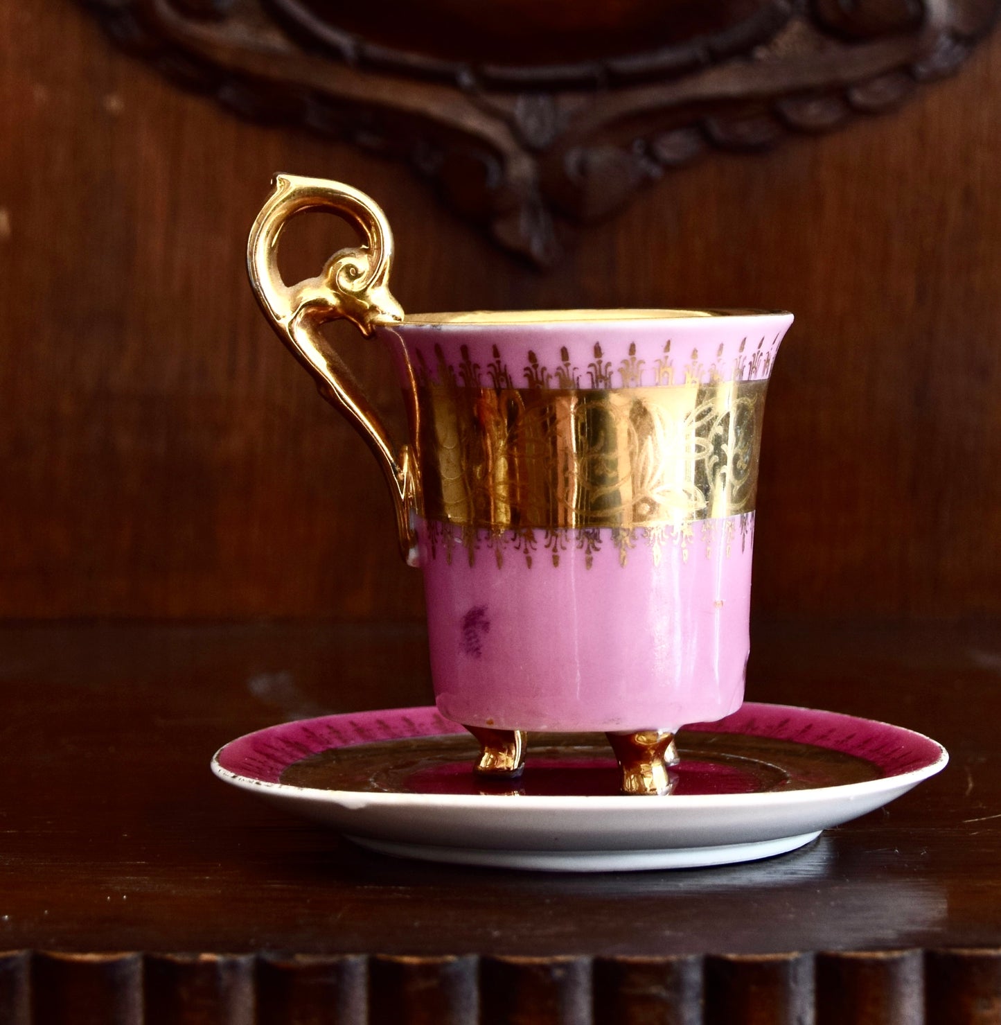 6 filiżanek espresso dekoracyjnych z ozdobnym uchwytem złocone