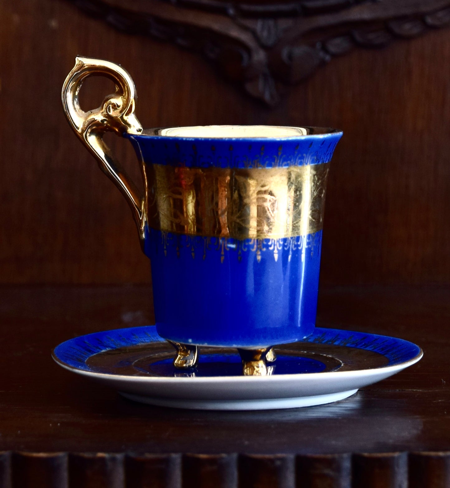 6 filiżanek espresso dekoracyjnych z ozdobnym uchwytem złocone