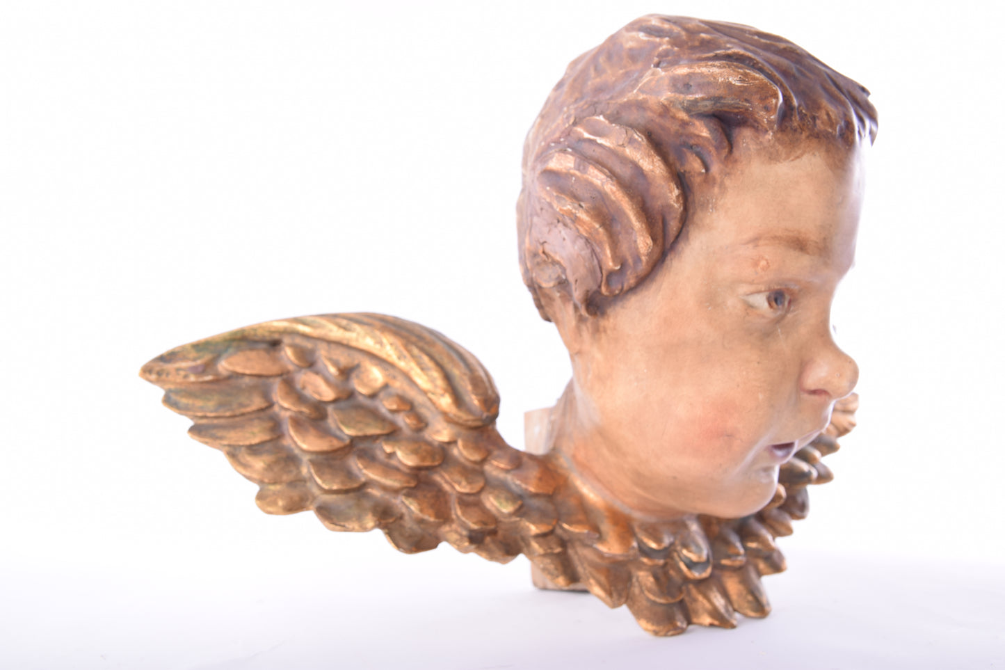 Głowa anioła barokowa do powieszenia II poł XIX wieku 37x22 x17cm