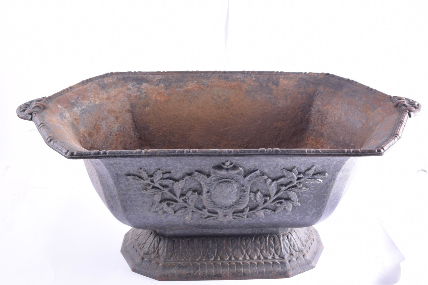 Stara donica pojemnik żardiniera żeliwna , oryginał XIX/XXw 62x27x33 cm