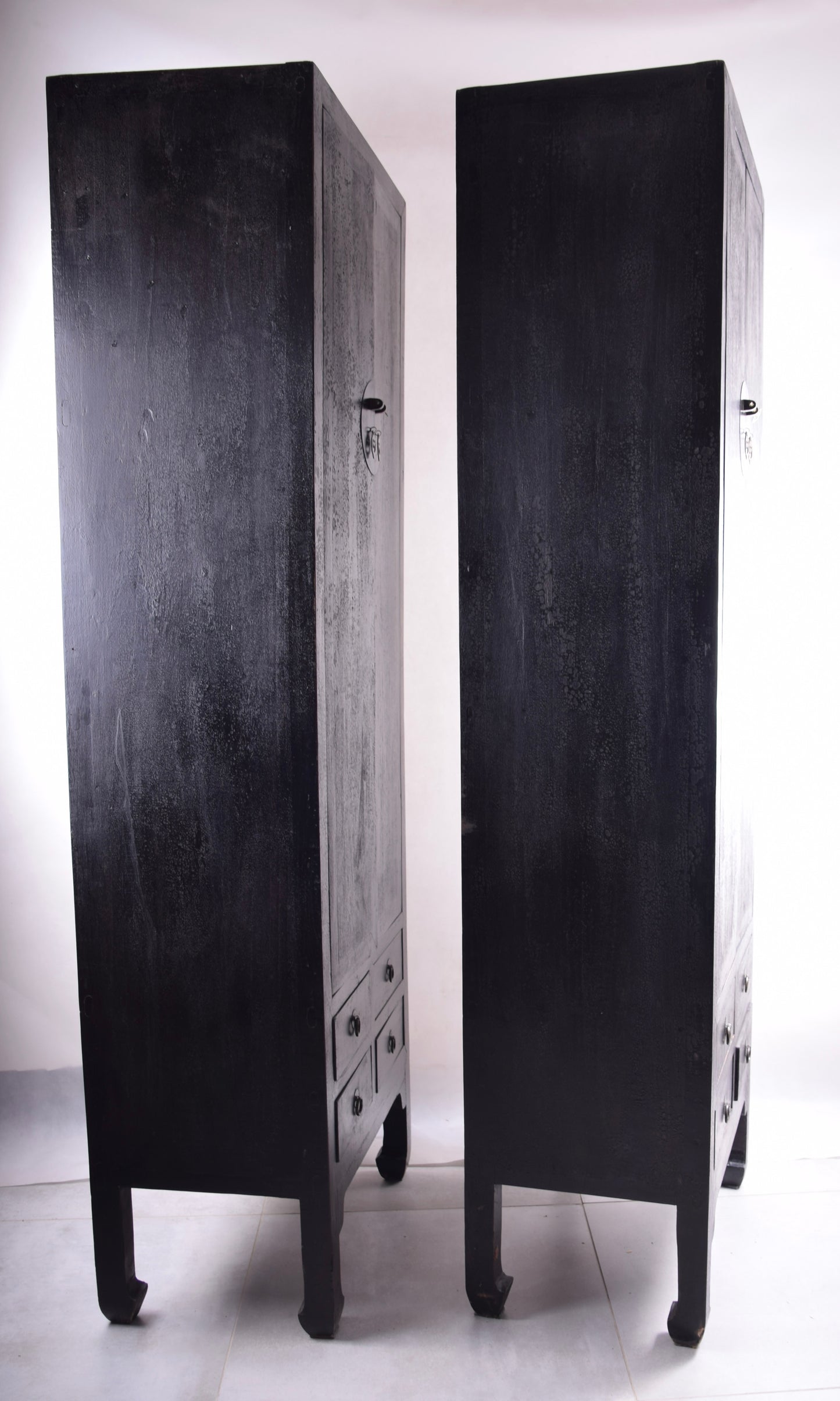 Sztuka Chin para smukłych czarnych szafek opium XX w 185x60x38cm