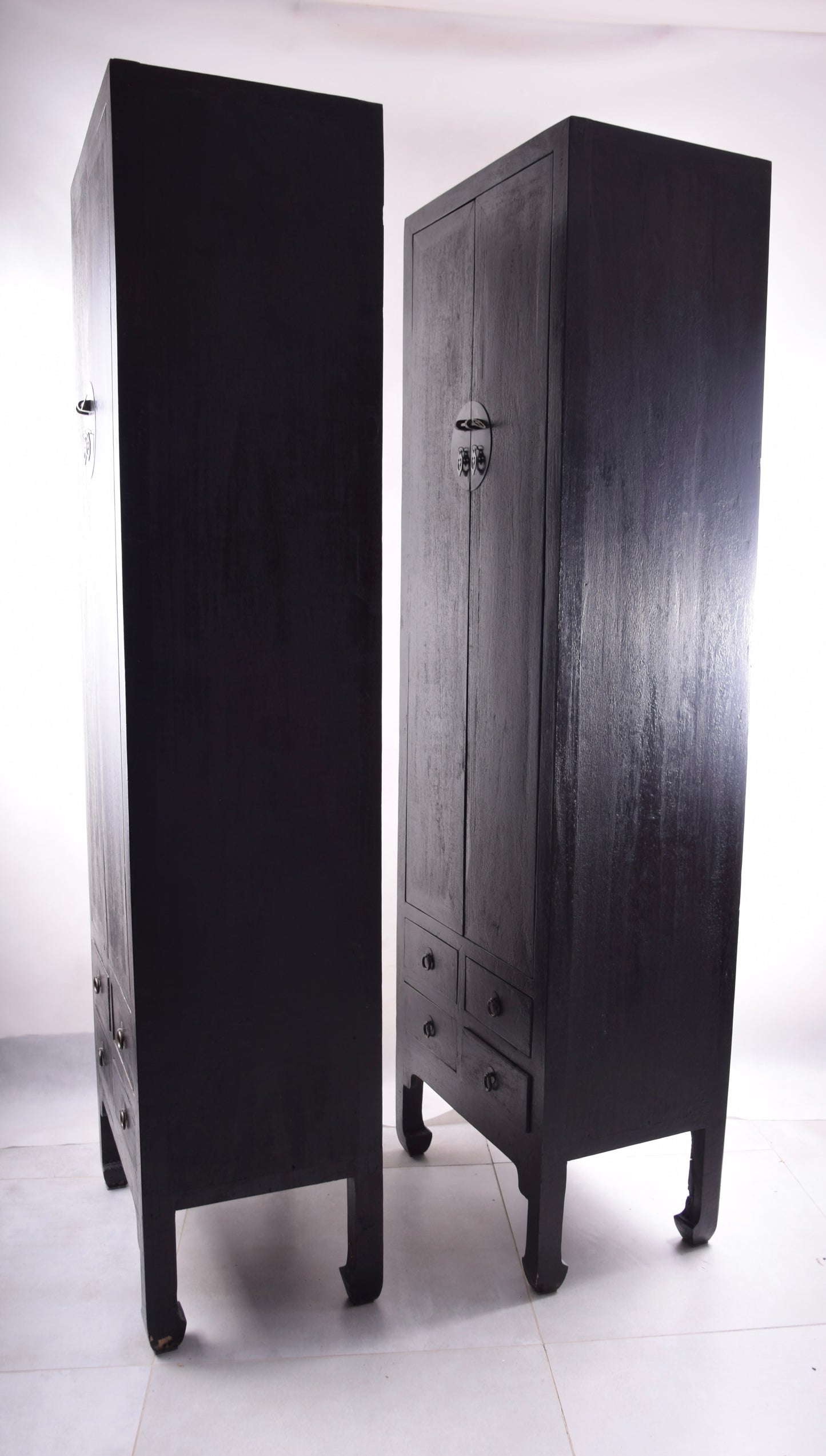 Sztuka Chin para smukłych czarnych szafek opium XX w 185x60x38cm