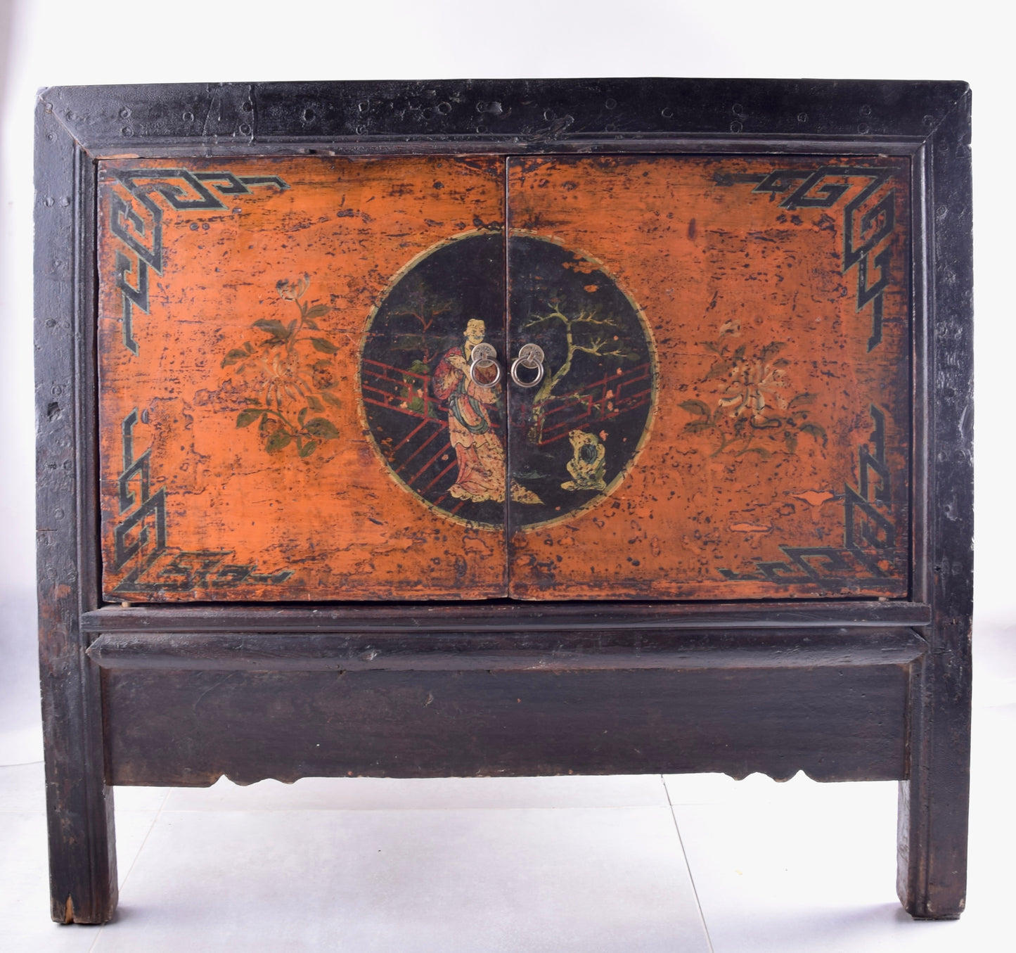 Sztuka Chin solidna malowana komoda z Mandarynem XIX wiek 98x86x37 cm