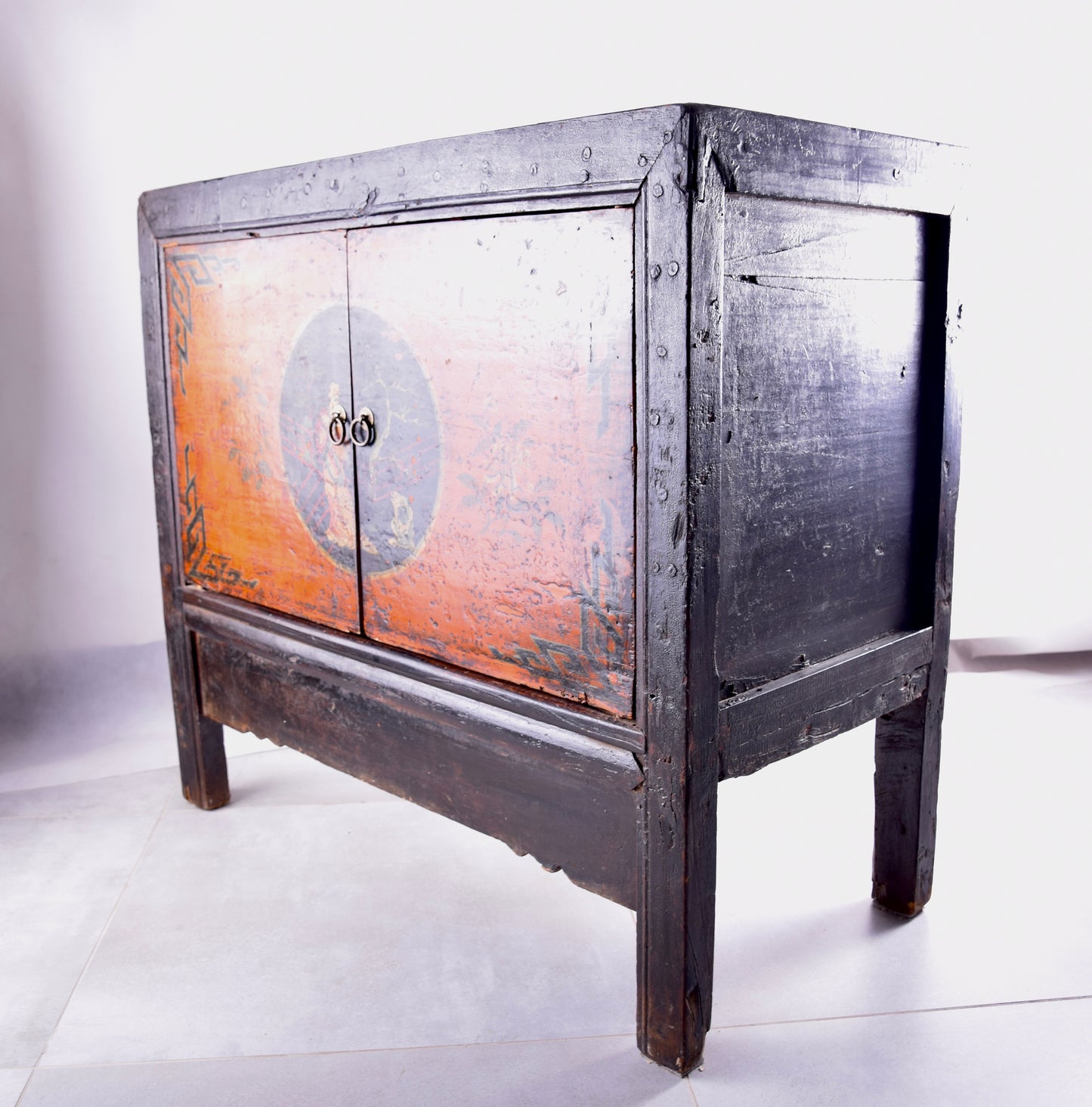 Sztuka Chin solidna malowana komoda z Mandarynem XIX wiek 98x86x37 cm