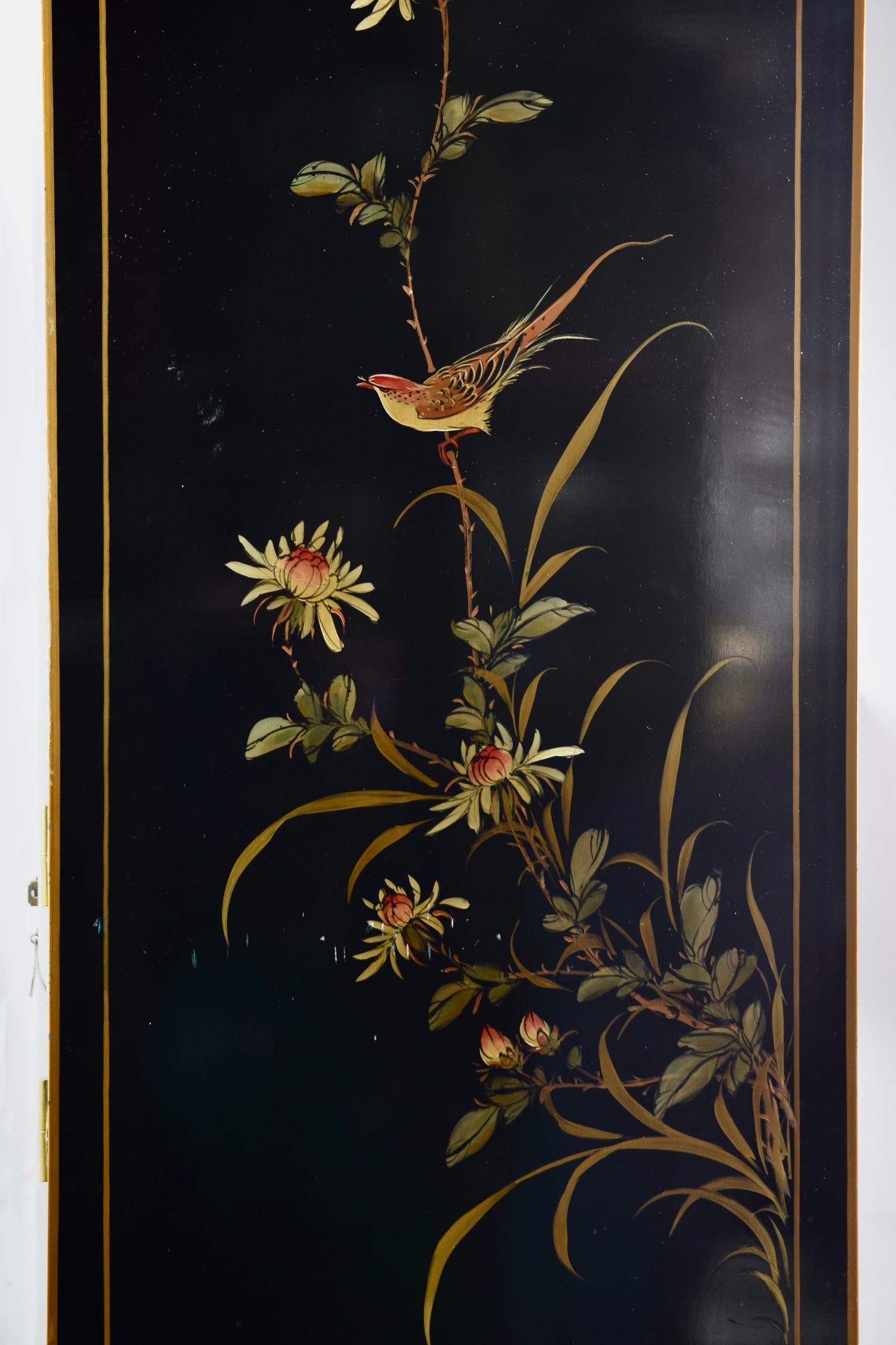 Szafa czarna z rajskimi ptakami Chiny pięknie dekorowana 171x106x50cm