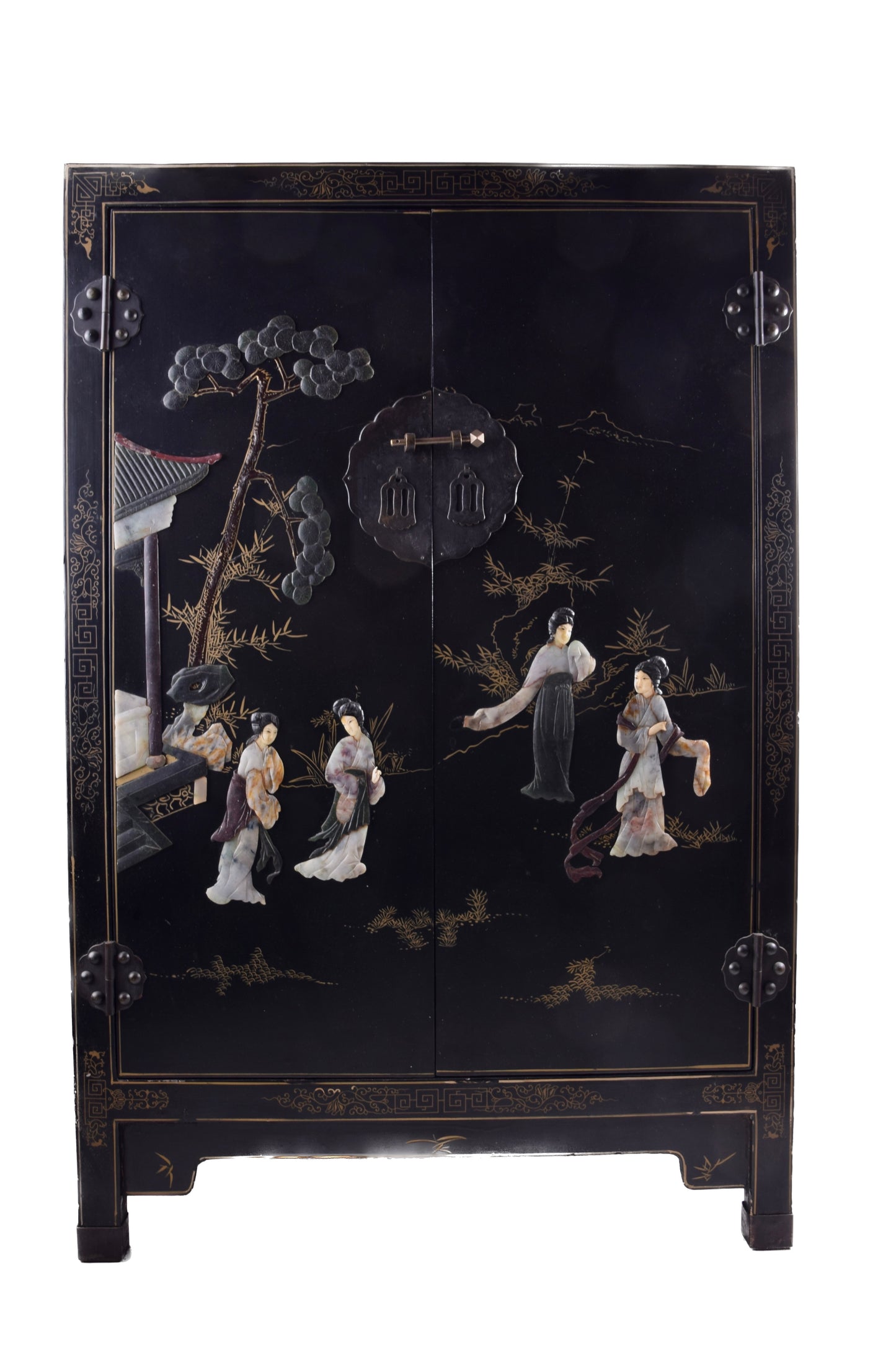 Chińska komoda dekoracyjna bogato zdobiona XX wiek 105x69x35cm