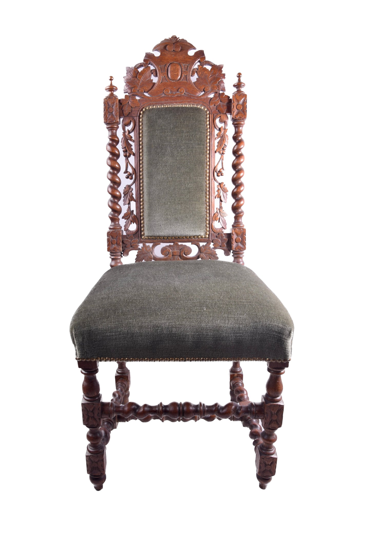 6 krzeseł rzeźbionych dąb w stylu neo-barokowym k XIX – p XX w. 113cm