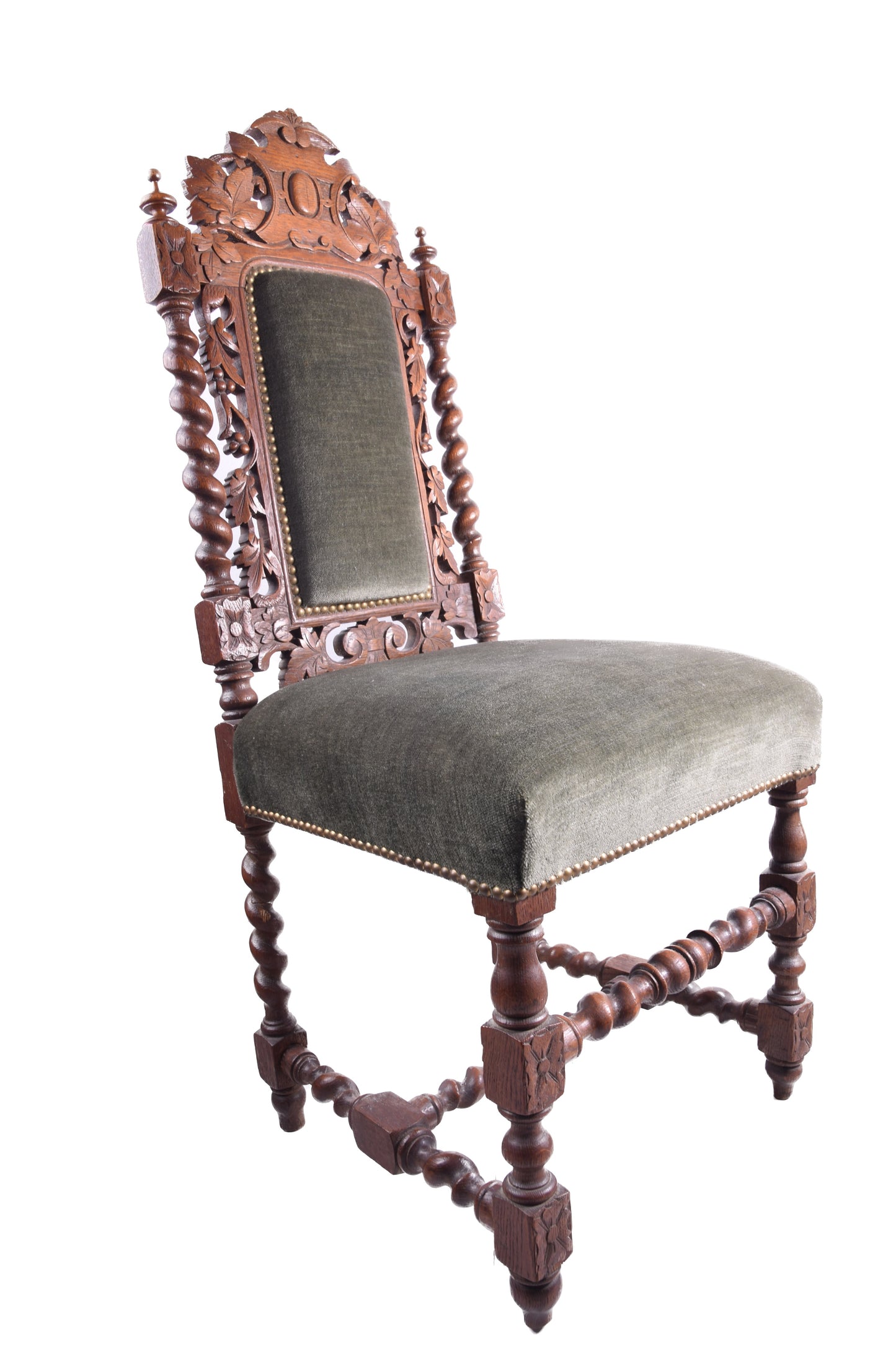 6 krzeseł rzeźbionych dąb w stylu neo-barokowym k XIX – p XX w. 113cm