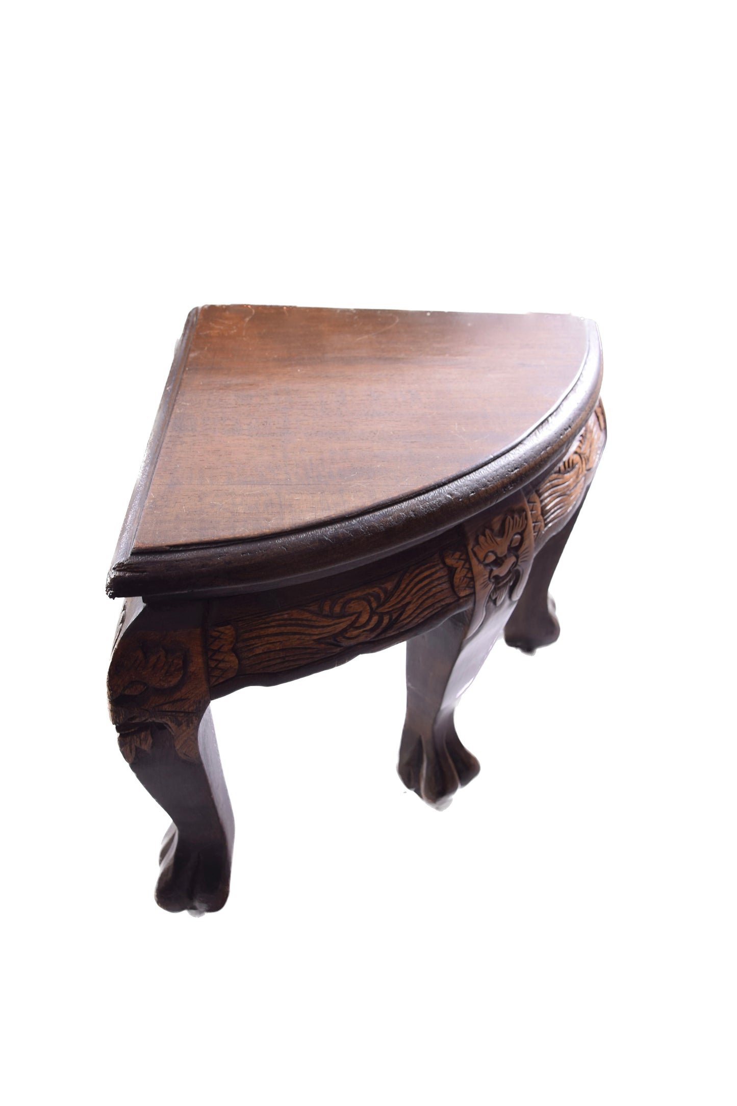 Rzeźbiony stół orientalny z szybą + 6 wsuwanych taboretów 130x80x48 cm