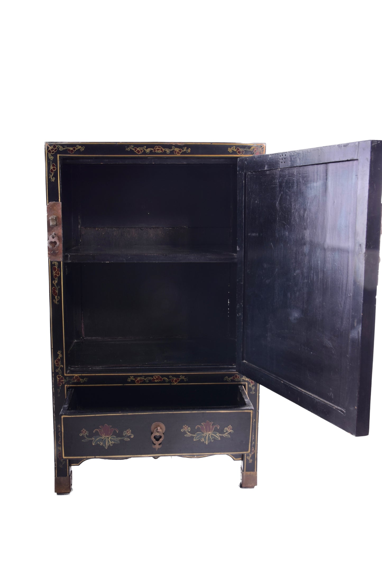 Sztuka Chin piękna komoda z medalionem zdobiona kamieniami XX w 87x51x33cm