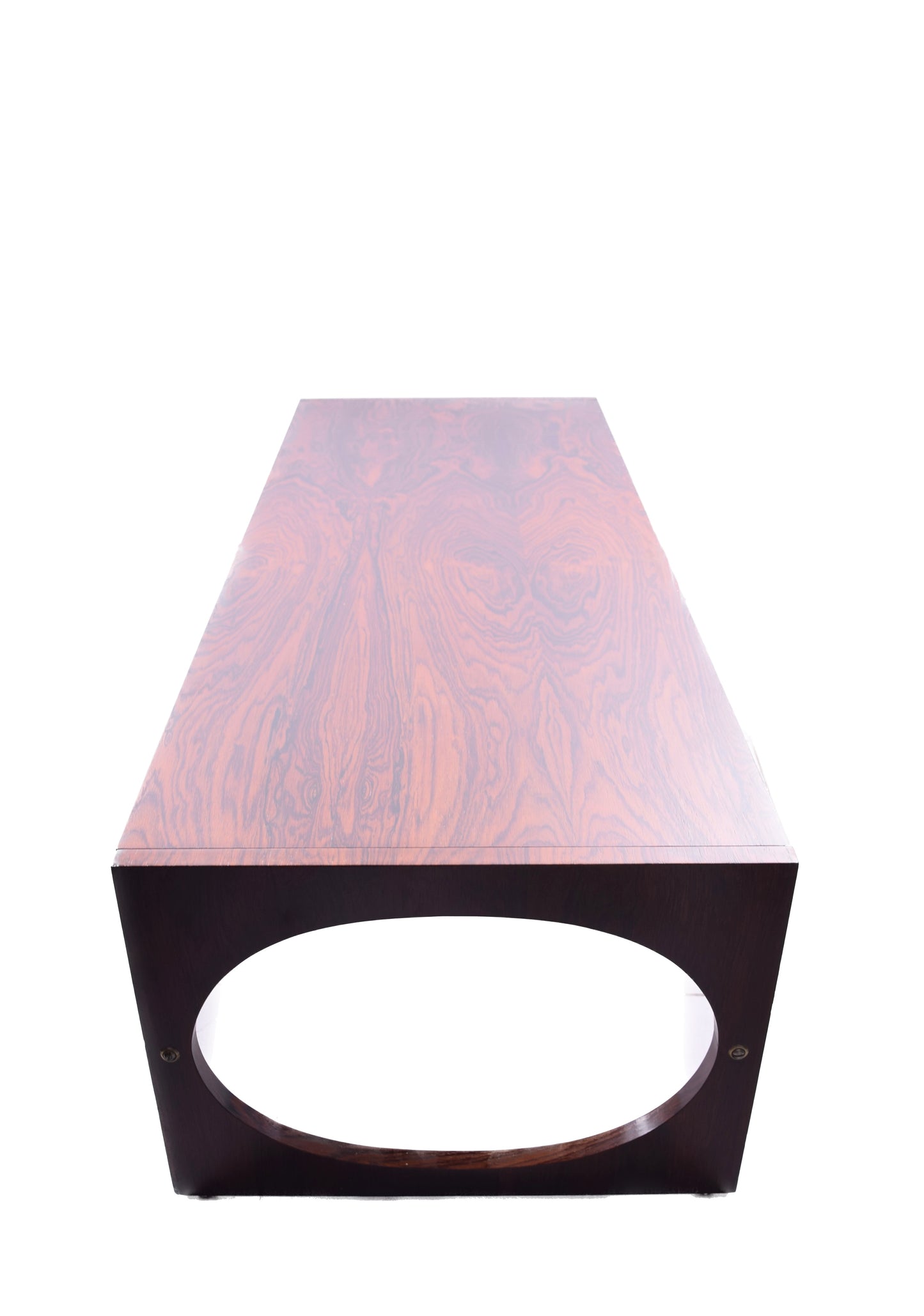Ława modernistyczna palisander z el. chromowanymi, lata 60./70. dł 147 cm