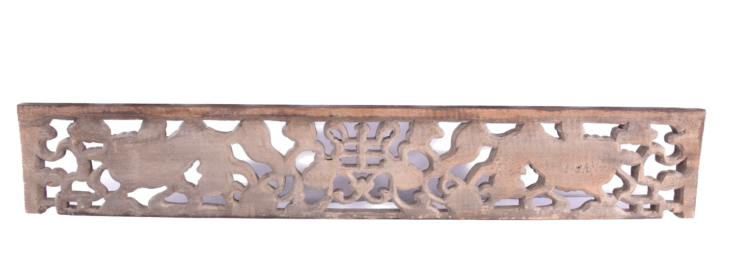 Chiński panel pełen symboliki z psami Foo i znakiem Shou 73 cm XIX/XXw