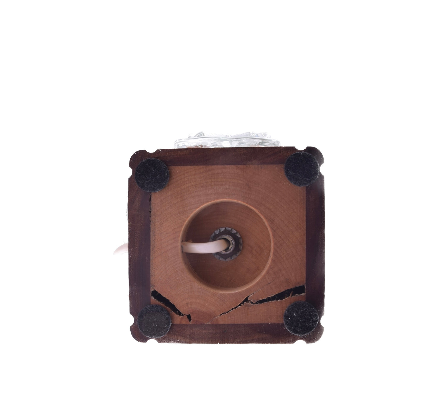 Skandynawska lampa stołowa teak & szkło strukturalne lata 60/70 48x35 cm