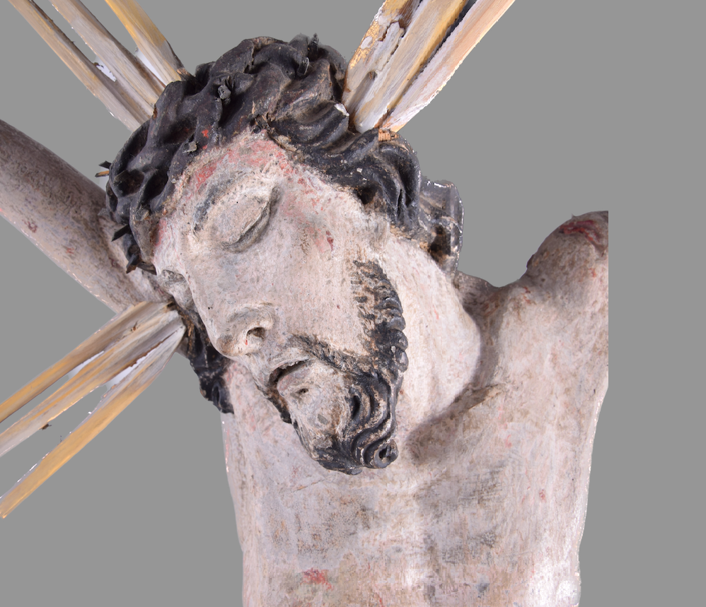 Duży krzyż Chrystus na krzyżu rewelacyjna rzeźba XIX wiek 124 cm
