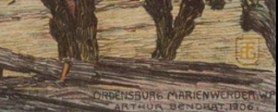 Artur Bendrat Dwa widoki zamku w Malborku 1906 r 40x30cm ( 52x42) cm