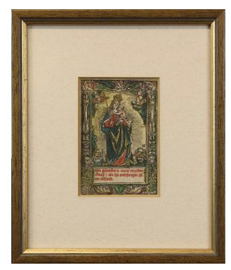 Dwa drzeworyty Hortulus Animae Chrystus i Madonna Norymberga 1510/1520 rok