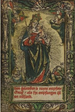 Dwa drzeworyty Hortulus Animae Chrystus i Madonna Norymberga 1510/1520 rok