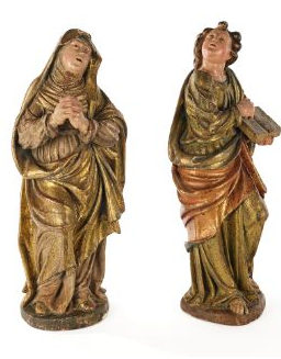 Komplet barokowych figur Matki Boskiej i św. Jana Ewangelisty 67 cm