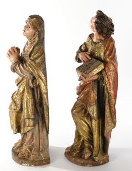 Komplet barokowych figur Matki Boskiej i św. Jana Ewangelisty 67 cm
