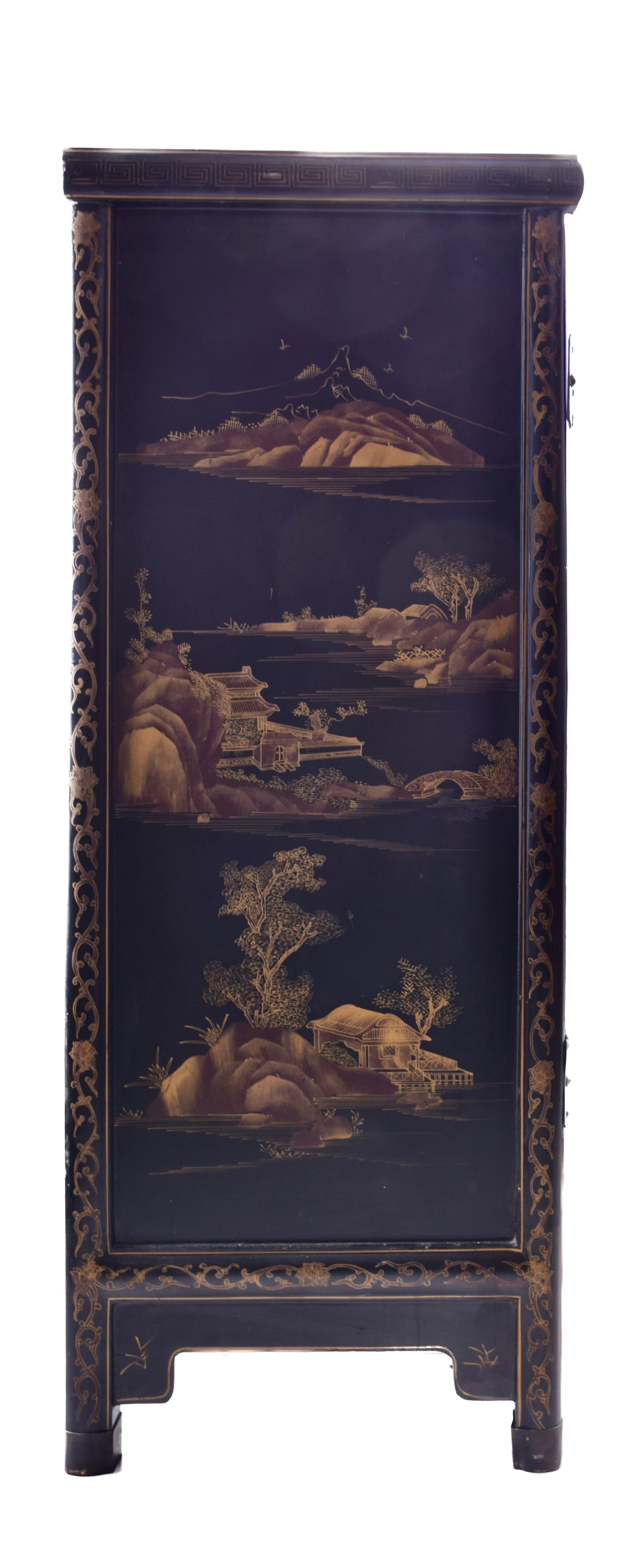 Chińska szafka dekoracyjna z czarną laką rzemiosło orientalne 115x79x45 cm