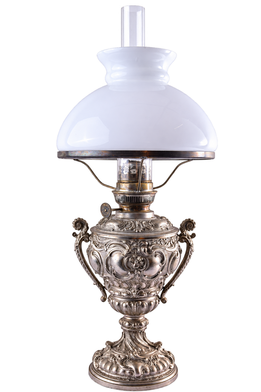 Zabytkowa Lampa Naftowa Carl Holy Berlin Neorenesans XIX w. 56x25 cm