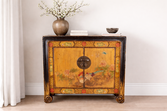 Komoda malowana chinoiserie vintage lite drewno lata 60./70. 82x92x45 cm