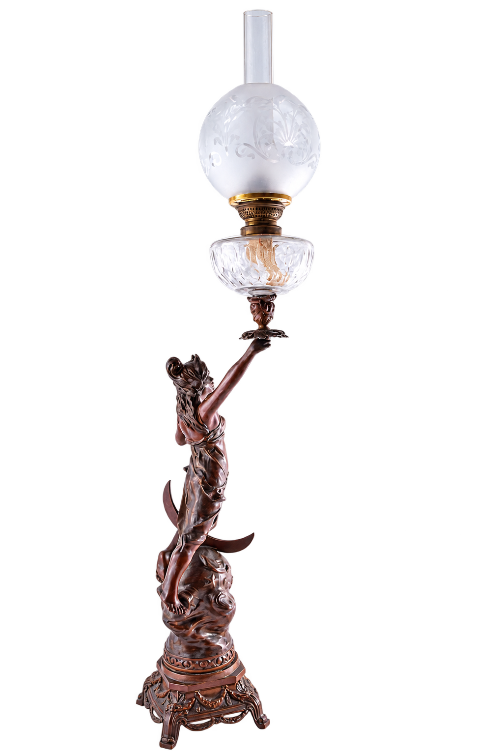Secesyjna lampa figuralna Luna duża 108 cm XIX/XXw