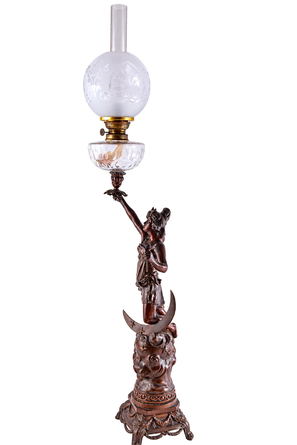 Secesyjna lampa figuralna Luna duża 108 cm XIX/XXw
