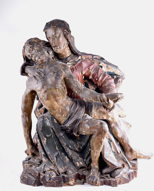 Pieta duża rzeźba sakralna Górna Frankonia XVII–XVIII w. 94x84x54 cm