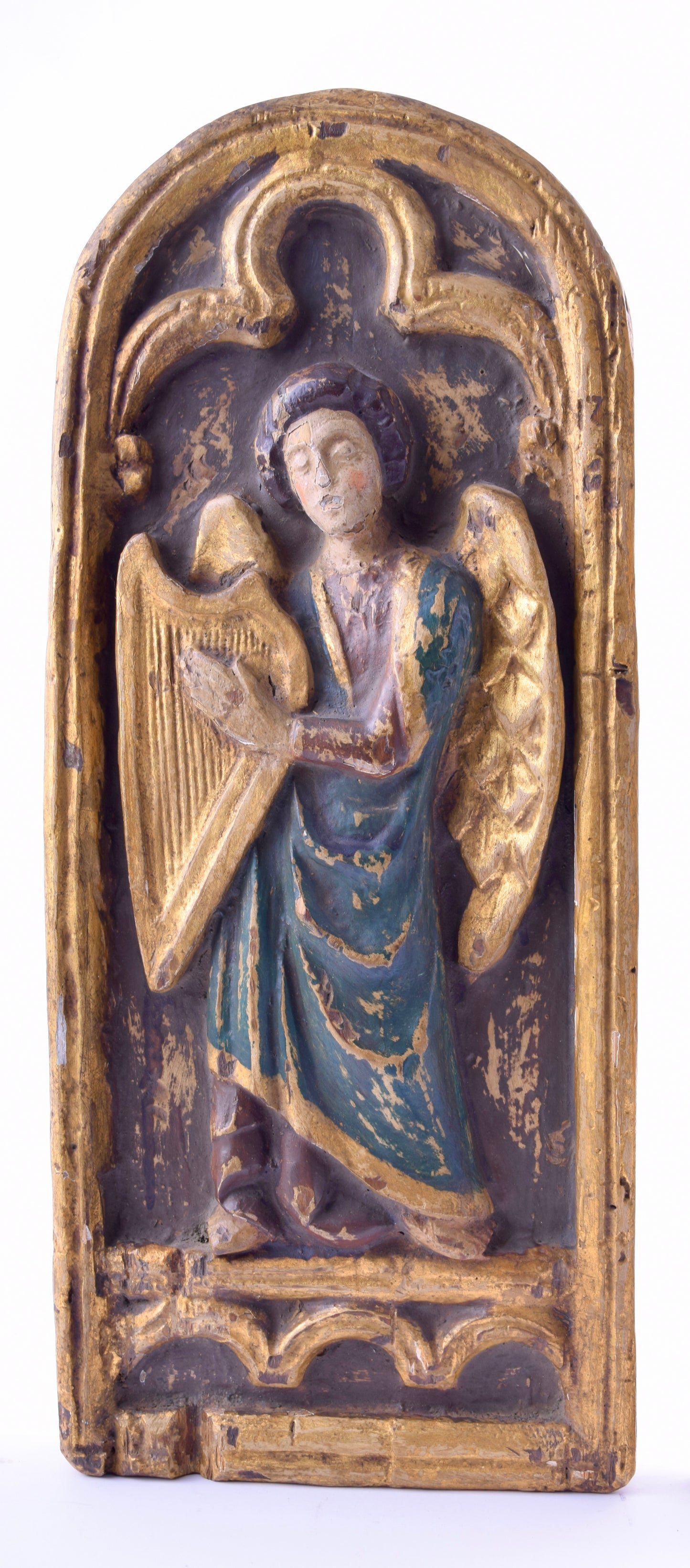 Dwa anioły barokowe XVIII wiek płaskorzeźba 44x18 cm komplet