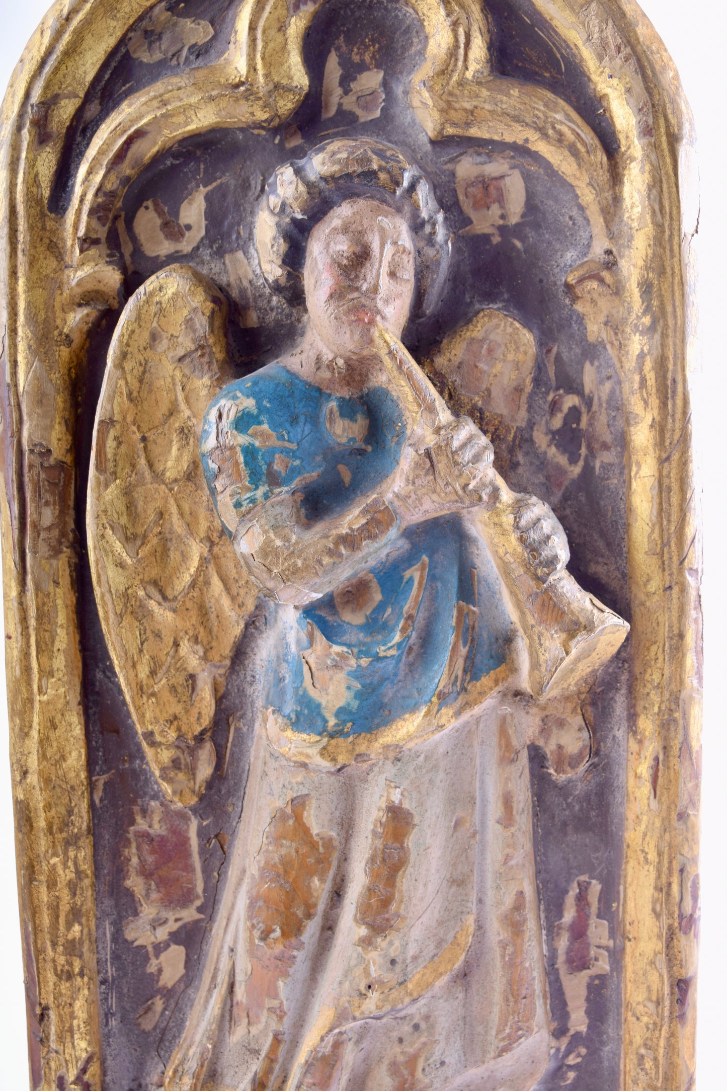 Dwa anioły barokowe XVIII wiek płaskorzeźba 44x18 cm komplet
