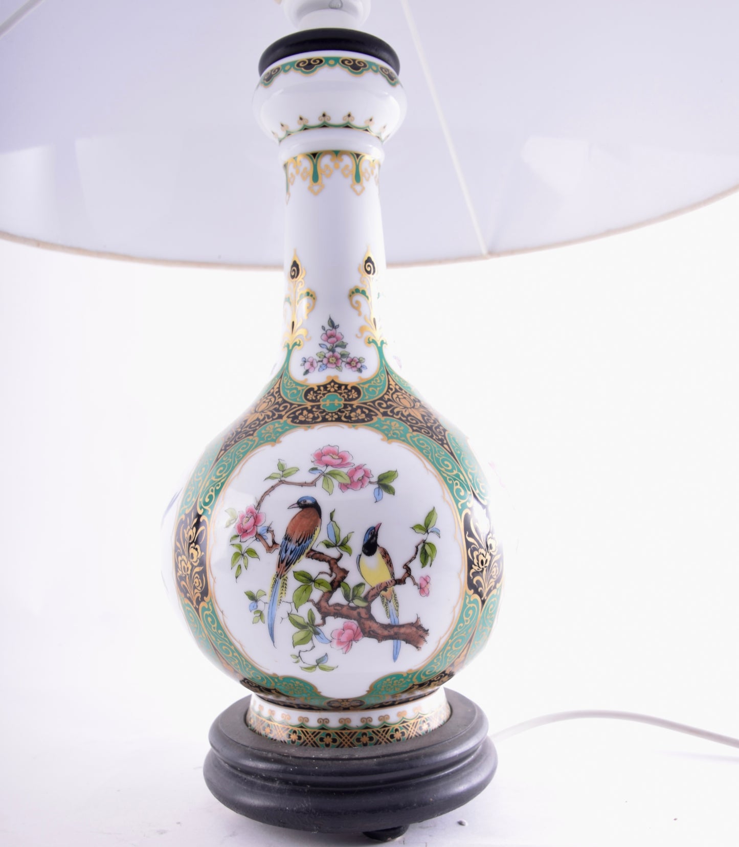 Lampa stołowa z ptakami połowa XX wieku 52x40 cm