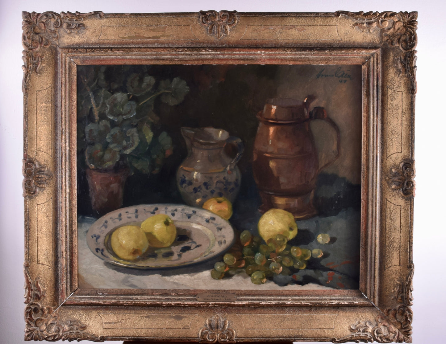 Oldřich Homoláč (1872–1957), Martwa natura z owocami, 1944 74x86cm