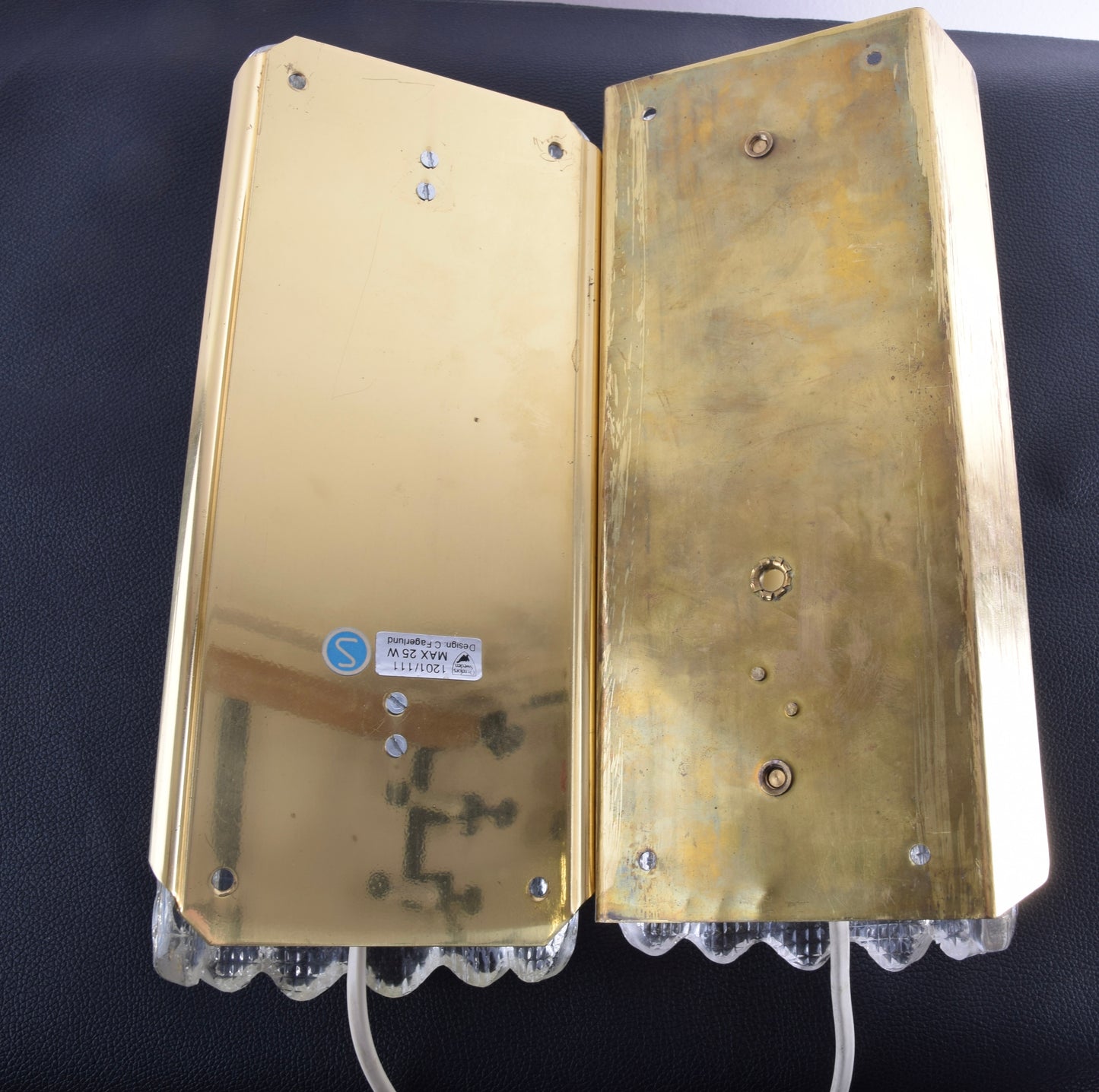 Para oryginalnych kinkietów Carl Fagerlund, Szwecja, lata 60 28x12cm