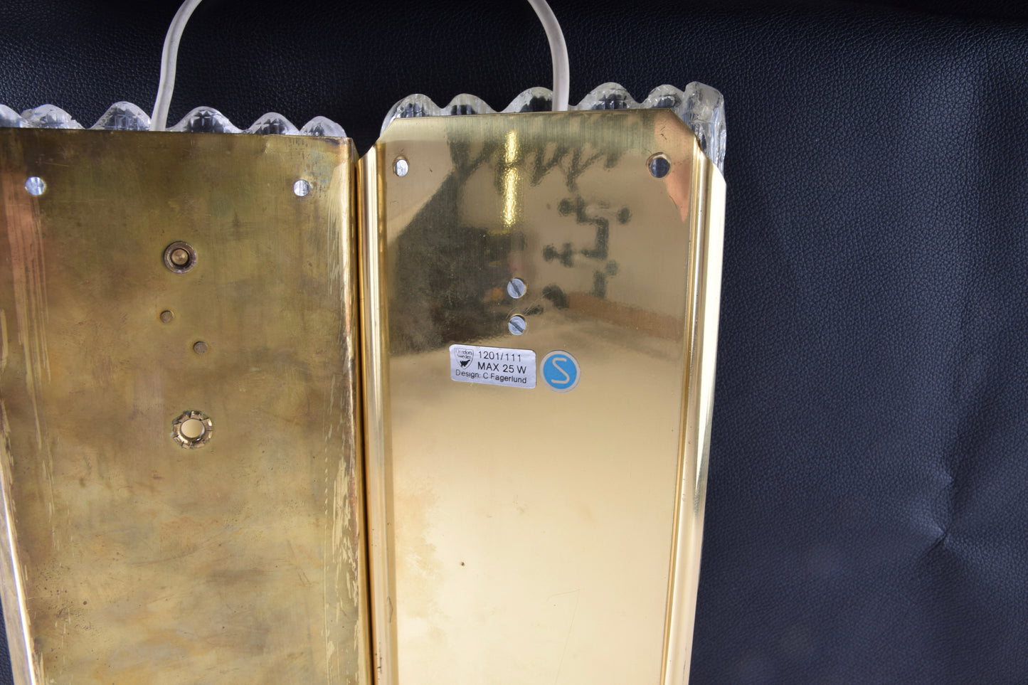 Para oryginalnych kinkietów Carl Fagerlund, Szwecja, lata 60 28x12cm