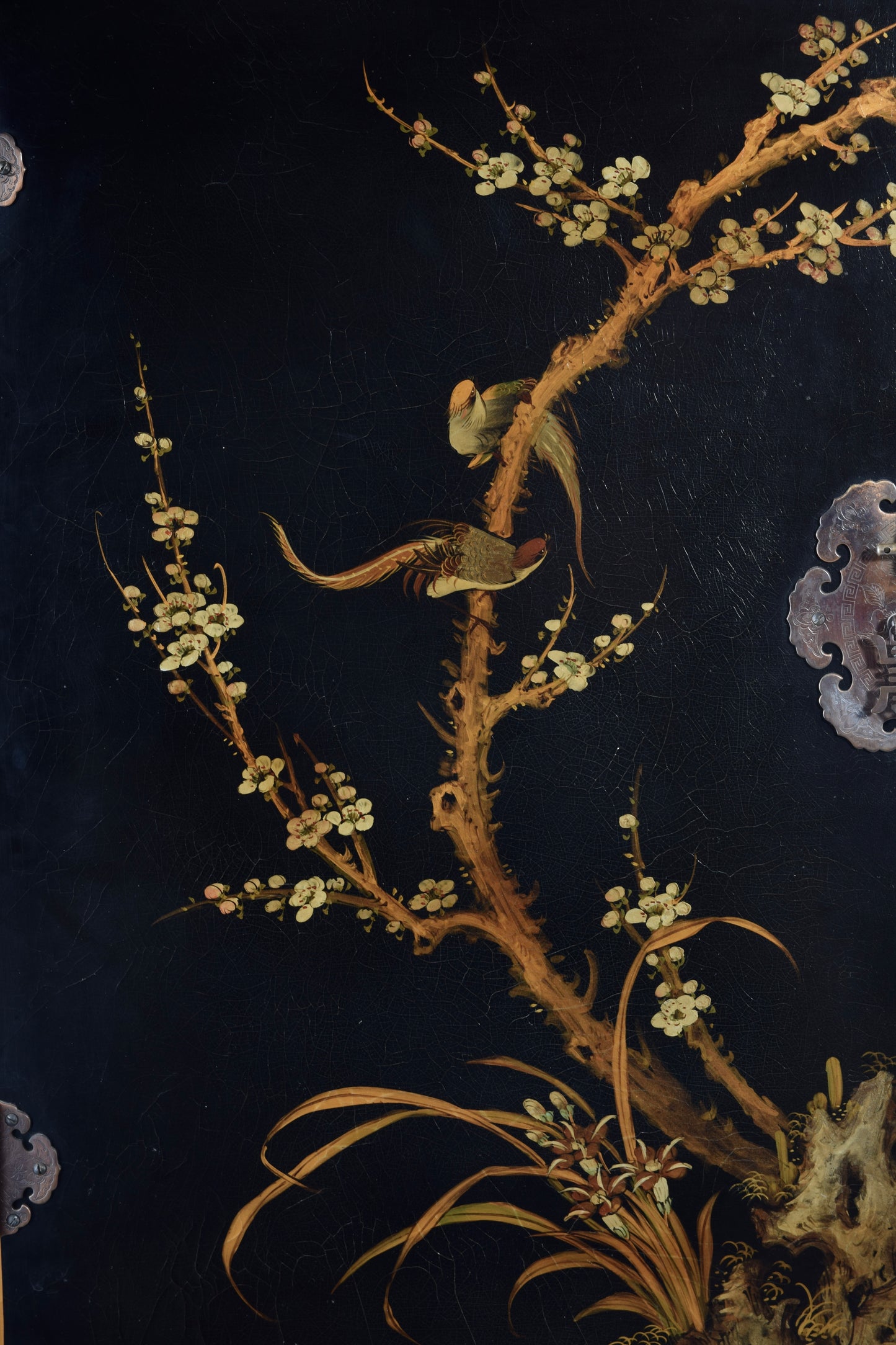 Chińska szafa malowana ręcznie w ptaki i kwitnące gałęzi 145x100x50cm