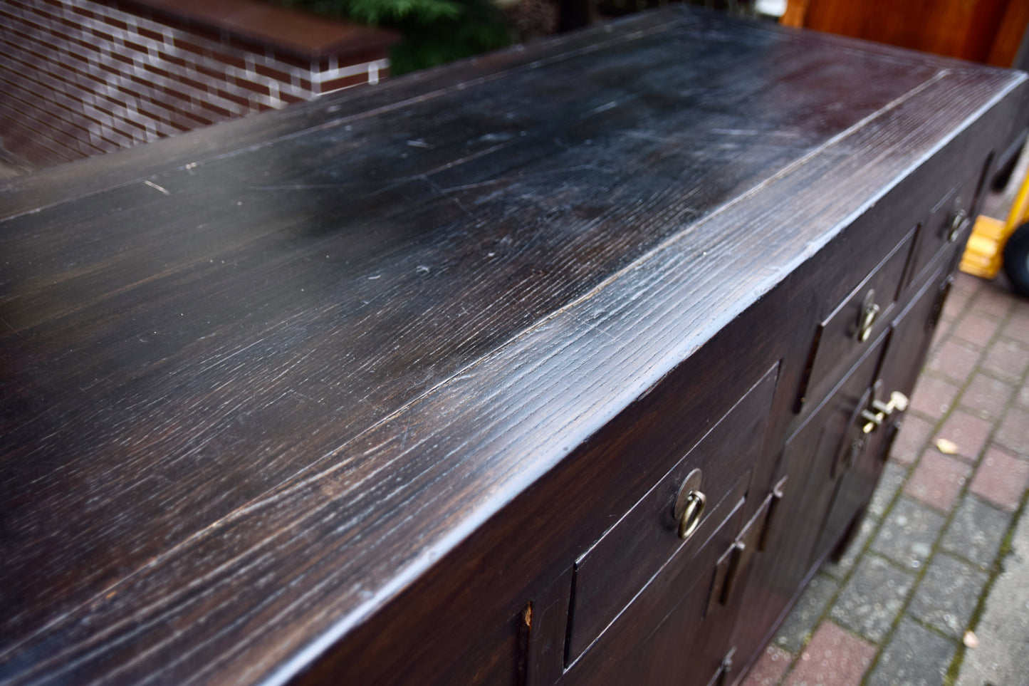 Komoda chińska dwusekcyjna z 4 szufladami i dwoma drzwiczkami 144x86x54cm